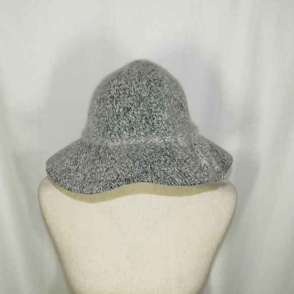 Women\'s Heather Gray Wool Look Angora Blend Chic Bow Detail Bucket Hat